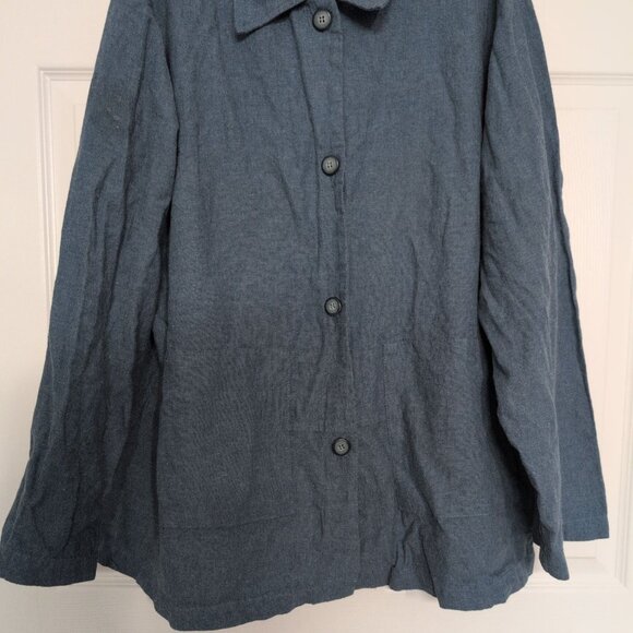 Vintage Croft & Barrow Linen Blend Shirt Womens Size XL Blue Pockets USA Made - Picture 5 of 9